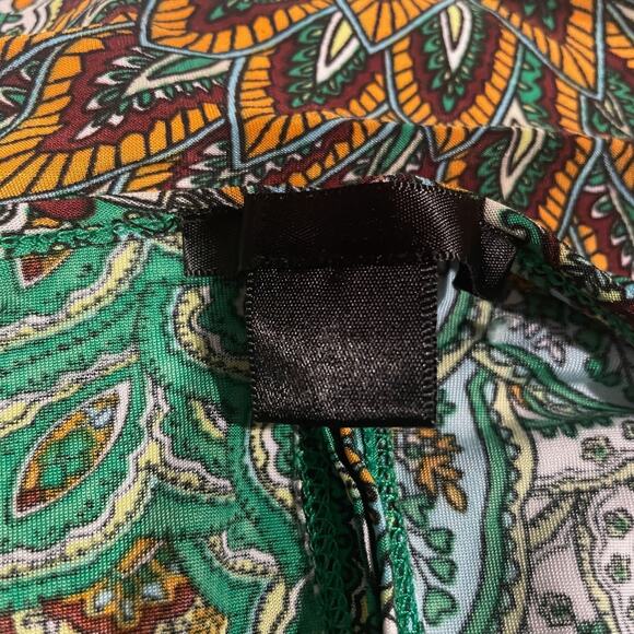 Y2K Mini Dress Green Geometric Print Babydoll Fairy Grunge Stretch Casual Boho - Picture 10 of 14